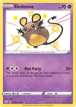 Dedenne SV051/SV122 Shining Fates Baby Shiny Pokemon Card NM - Image 1