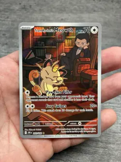 Team Rocket's Meowth #203/182 Pokemon Card Illustration Rare IR - Image 1