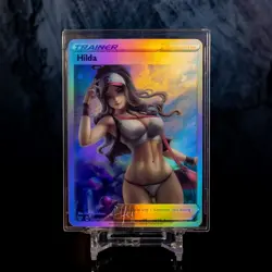 Hilda Waifu Card ACG Pokemon Trainer Holo Flash Gold Foil Signature Stamp - Image 1