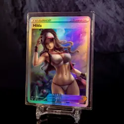 Hilda Waifu Card ACG Pokemon Trainer Holo Flash Gold Foil Signature Stamp - Image 2