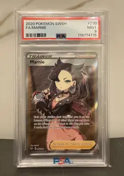 2020 Pokemon Sword & Shield Full Art MARNIE 200/202 PSA 9 - Image 1