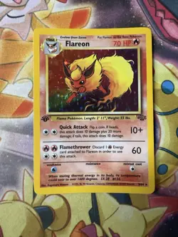 1st Edition 1999 Flareon Pokemon Jungle Holo Rare 3/64 NM/LP - Image 1