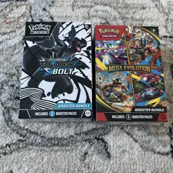Pokemon Tcg Lot Of 2 Black Bolt And Mega Evolution Booster Bundles Sealed New - Image 1