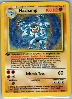 Machamp - 8/102 Holo Base Set Deck Exclusives - Pokemon Card - MP - Image 1