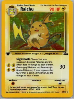 Raichu 14/62 Holo 1st Edition Fossil - Pokemon Card - LP - Image 1
