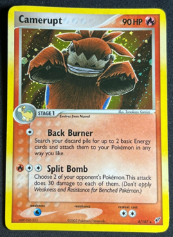 Pokemon 2006 Camerupt EX Deoxys 4/107 Holo SWIRL Rare Near Mint NM - Image 1