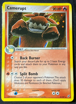 Pokemon 2006 Camerupt EX Deoxys 4/107 Holo SWIRL Rare Near Mint NM - Image 2