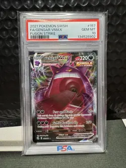 2021 Pokemon Sword And Shield Gengar Full Art VMax Fusion Strike PSA 10 - Image 1