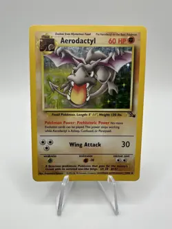 Pokemon Fossil Aerodactyl 1/62 Unlimited Holographic Rare Pokemon TCG LP - Image 1
