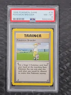 POKEMON UNLIMITED 1999 #76 POKEMON BREEDER PSA 8 - Fresh SLAB NEW ! VERY RARE - Image 1