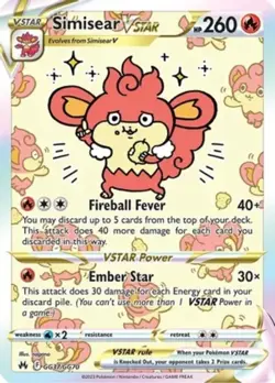 NM-Mint Simisear VSTAR - GG37/GG70 - Ultra Rare Pokemon Crown Zenith - Image 1