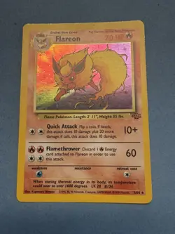 Pokemon TCG Flareon Jungle 3/64 Holo Unlimited Holo Rare NP - Image 1