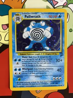RARE Vintage Pokemon TCG Poliwrath 15/130 Holo Rare Base Set 2 Card LP/MP - Image 1