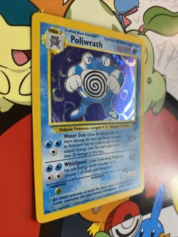RARE Vintage Pokemon TCG Poliwrath 15/130 Holo Rare Base Set 2 Card LP/MP - Image 2