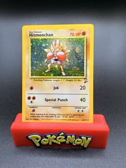 Hitmonchan 8/130 Pokemon Base Set 2 SWIRL Holo Rare WOTC Vintage Card English MP - Image 1