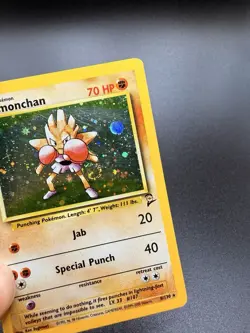 Hitmonchan 8/130 Pokemon Base Set 2 SWIRL Holo Rare WOTC Vintage Card English MP - Image 2