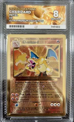 Pokemon TCG Charizard 4/102 Celebrations Gold Metal Card UPC - Ace 8 NM-MT - Image 1
