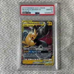 Pokemon Sun Moon Pikachu & Zekrom GX Team Up #33 2019 GEM MT PSA 10 Graded Card - Image 1