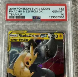 Pokemon Sun Moon Pikachu & Zekrom GX Team Up #33 2019 GEM MT PSA 10 Graded Card - Image 5