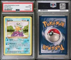 1999 Squirtle Pokemon Base Set Shadowless 1st Edition #63 PSA 10 GEM MINT - Image 3