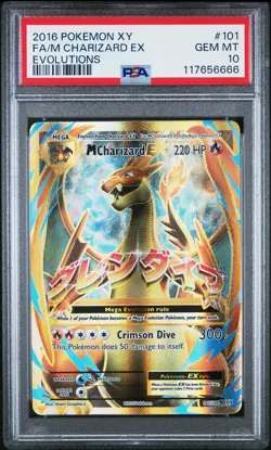 2016 POKEMON XY EVOLUTIONS #101 FULL ART/M CHARIZARD EX PSA 10 - Image 1