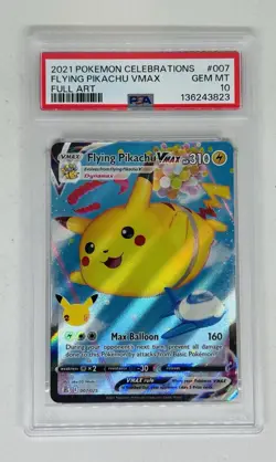 2021 POKEMON CELEBRATIONS #007 FULL ART/FLYING PIKACHU VMAX PSA 10 - Image 1