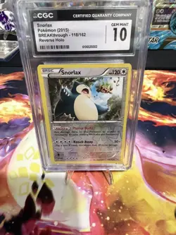 2015 Pokemon XY Breakthrough 118 Snorlax Reverse Foil CGC 10 Pop 1 with CGC - Image 3
