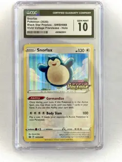 2020 Pokemon TCG Snorlax Holo Black Star Promo SWSH068 Vivid Voltage CGC 10 - Image 1