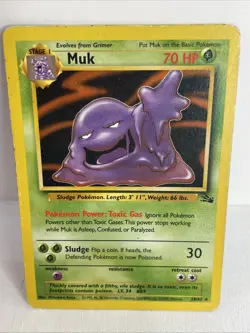 Pokemon TCG Muk Fossil Card 28/62 Unlimited Rare Non-Holo HP - Image 1