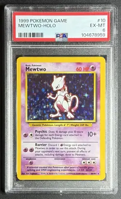 Mewtwo 10/102 Base Set Holo PSA 6 Ex-Mt 1999 Pokemon Card - Image 1