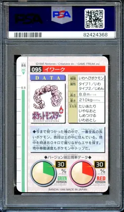 PSA 8 Onix #95 Carddass Vending Bandai 1996 Japanese Pokemon Card Green - Image 2