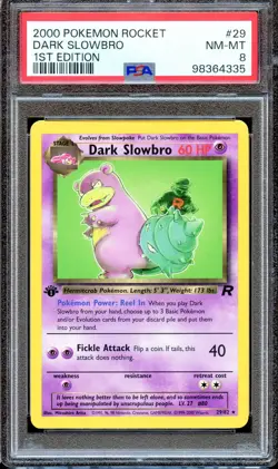 PSA 8 Dark Slowbro Team Rocket 29/82 1st Edition Pokemon Card Non Holo MINT - Image 1