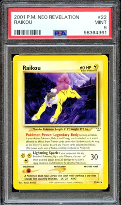 PSA 9 Raikou Neo Revelation 22/64 Unlimited Pokemon Card Non Holo MINT - Image 1