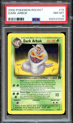 PSA 8 Dark Arbok Team Rocket 19/82 Unlimited Pokemon Card Non Holo MINT - Image 1