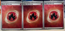 (Set of 3) Pokemon TCG Basic Red Fire Holo Holographic Energy Card #010 - Image 1