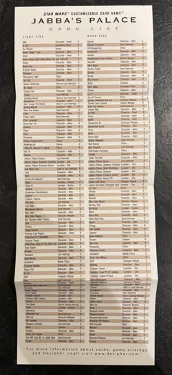 Star Wars CCG Rules Supplement and Card List - Jabba's Palace - Image 3