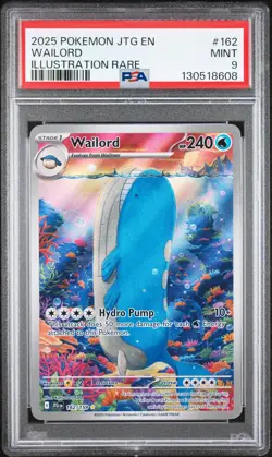 2025 POKEMON JTG EN-JOURNEY TOGETHER ILLUSTRATION RARE #162 WAILORD PSA 9 - Image 1