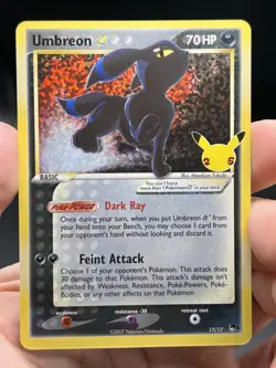 Umbreon Gold Star 17/17 Celebrations: Classic Collection Holo Pokemon English NM - Image 3