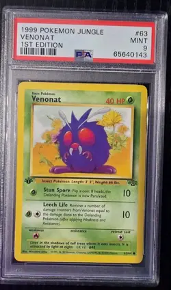 Pokemon - Venonat 1st Ed - Jungle Set - #63 - PSA 9 - Image 1