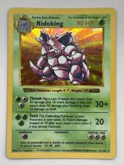 Pokemon TCG Nidoking Shadowless Base Set Holo 11/102 WOTC Rare 1999 LP - Image 1