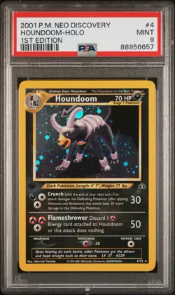2001 POKEMON NEO DISCOVERY HOUNDOOM HOLO #4 1ST EDITION PSA 9 MINT SUPER CLEAN - Image 1