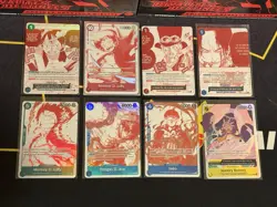 CARTE ONE PIECE LOT DES 7 CARTES TREASURE CAMPAIGN OP13 3EME ANNIV + SR BONNEY - Image 1