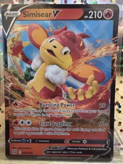 Pokemon TCG Simisear V SWSH Holo Ultra Rare Card 027/172 - Image 1