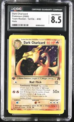 CGC 8.5 Dark Charizard Team Rocket 1st Edition 4/82 Holo Pokemon Card - Image 1