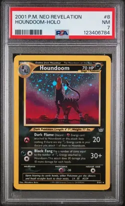 Pokemon Houndoom 2001 Neo Revelation Holo Rare #8 PSA 7 Near Mint New Cert - Image 1