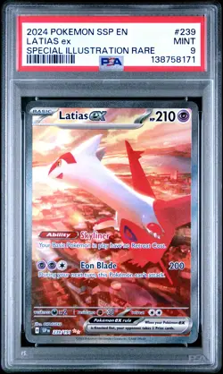 2024 POKEMON SSP EN-SURGING SPARKS SPECIAL ILLUSTRATION RARE LATIAS EX PSA 9 - Image 1