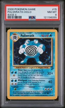 2000 POKEMON BASE SET 2 #15 POLIWRATH-HOLO PSA 8 - Image 1