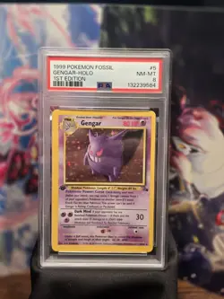 PSA 8 Gengar Holo 1st Edition #5 1999 Pokemon Fossil NM-MT 5/62 - Image 1
