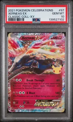 2021 POKEMON CELEBRATIONS CLASSIC COLL #97 XERNEAS EX PSA 10 #97 - Image 1