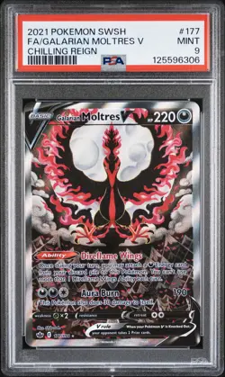 2021 POKEMON SWORD & SHIELD CHILLING REIGN FULL ART/GALARIAN MOLTRES V PSA 9 - Image 1